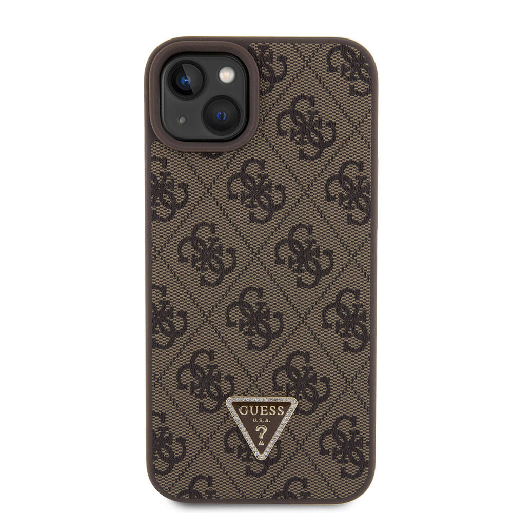 Custodia per Apple iPhone 15 Plus, Guess, Crossbody 4G Metal Logo, Marrone, Ricondizionata