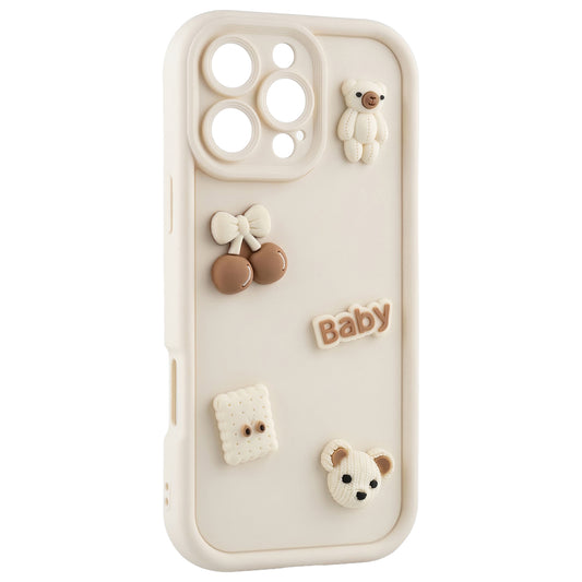 Custodia per Apple iPhone 13, OEM, Ultra Trendy 3D Bear, Beige