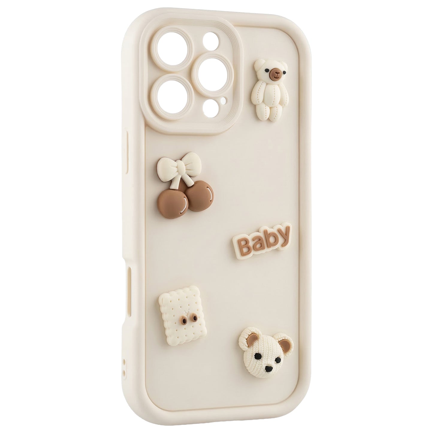 Custodia per Apple iPhone 14, OEM, Ultra Trendy 3D Bear, Beige