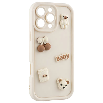Custodia per Apple iPhone 14, OEM, Ultra Trendy 3D Bear, Beige