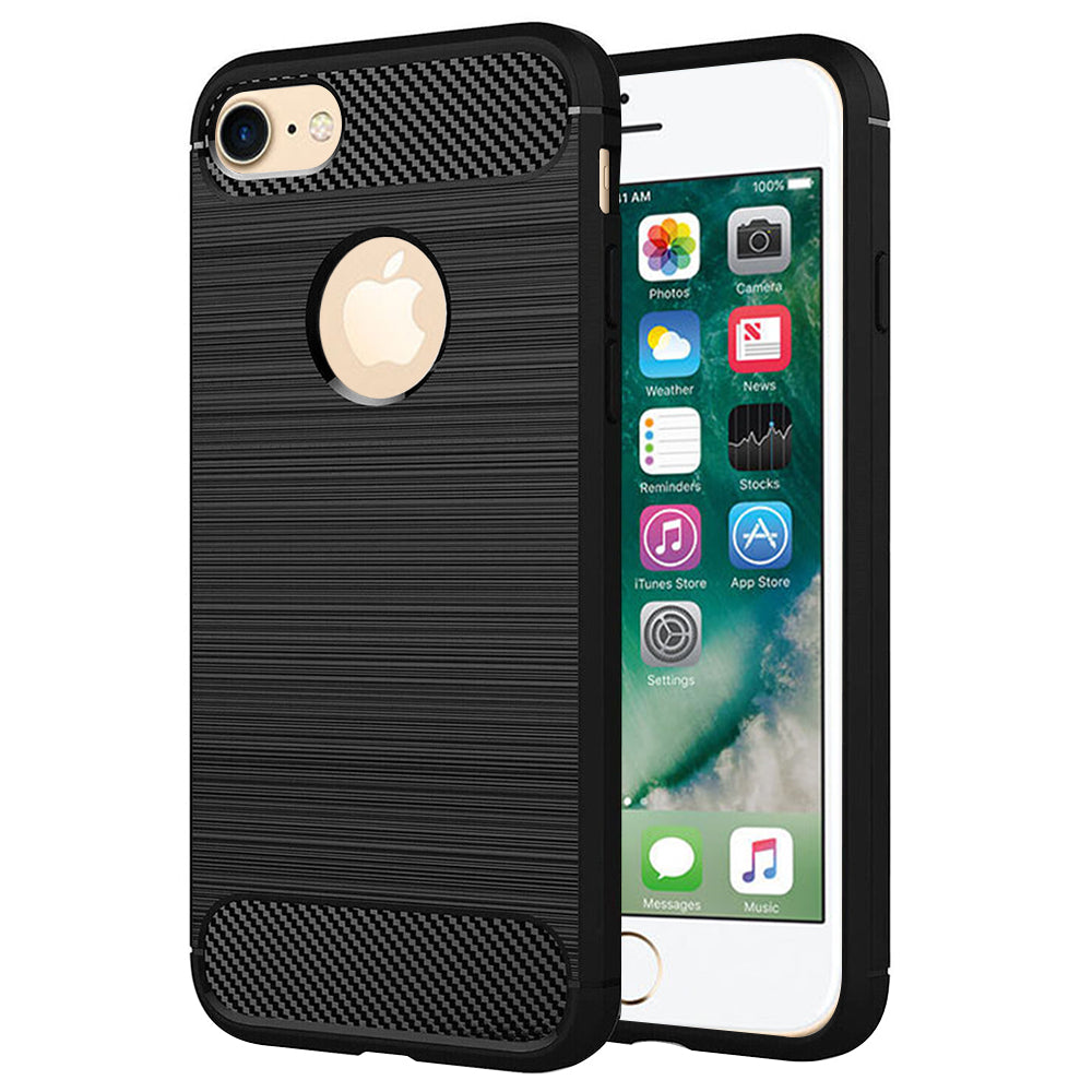 Custodia per Apple iPhone 8 / 7, Techsuit, Carbonio, Nera