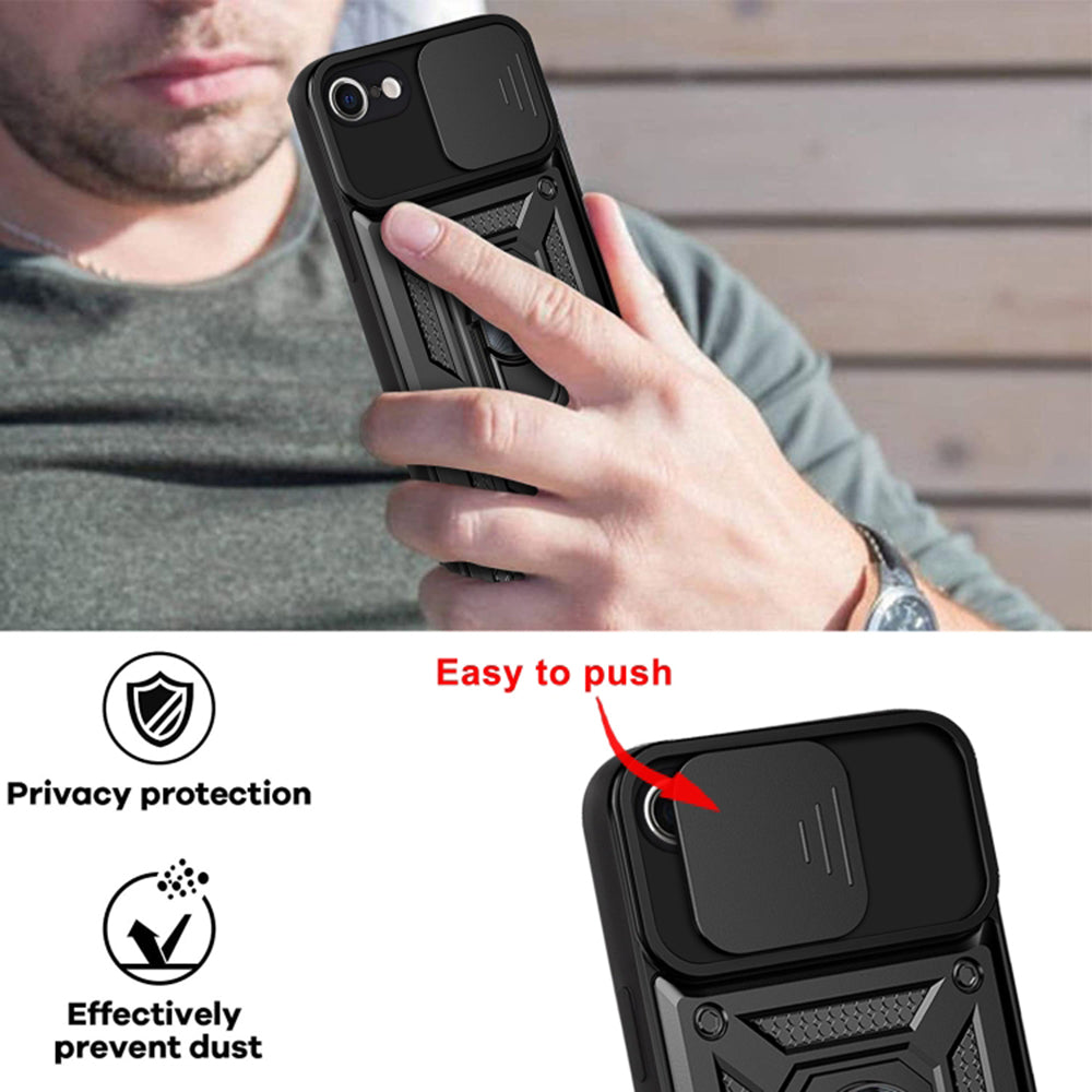 Custodia per Apple iPhone SE (2022) / SE (2020) / 8 / 7, Techsuit, CamShield, Nera