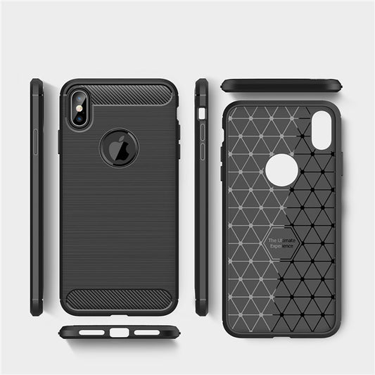Custodia per Apple iPhone XS Max, Techsuit, Carbonio, Nera