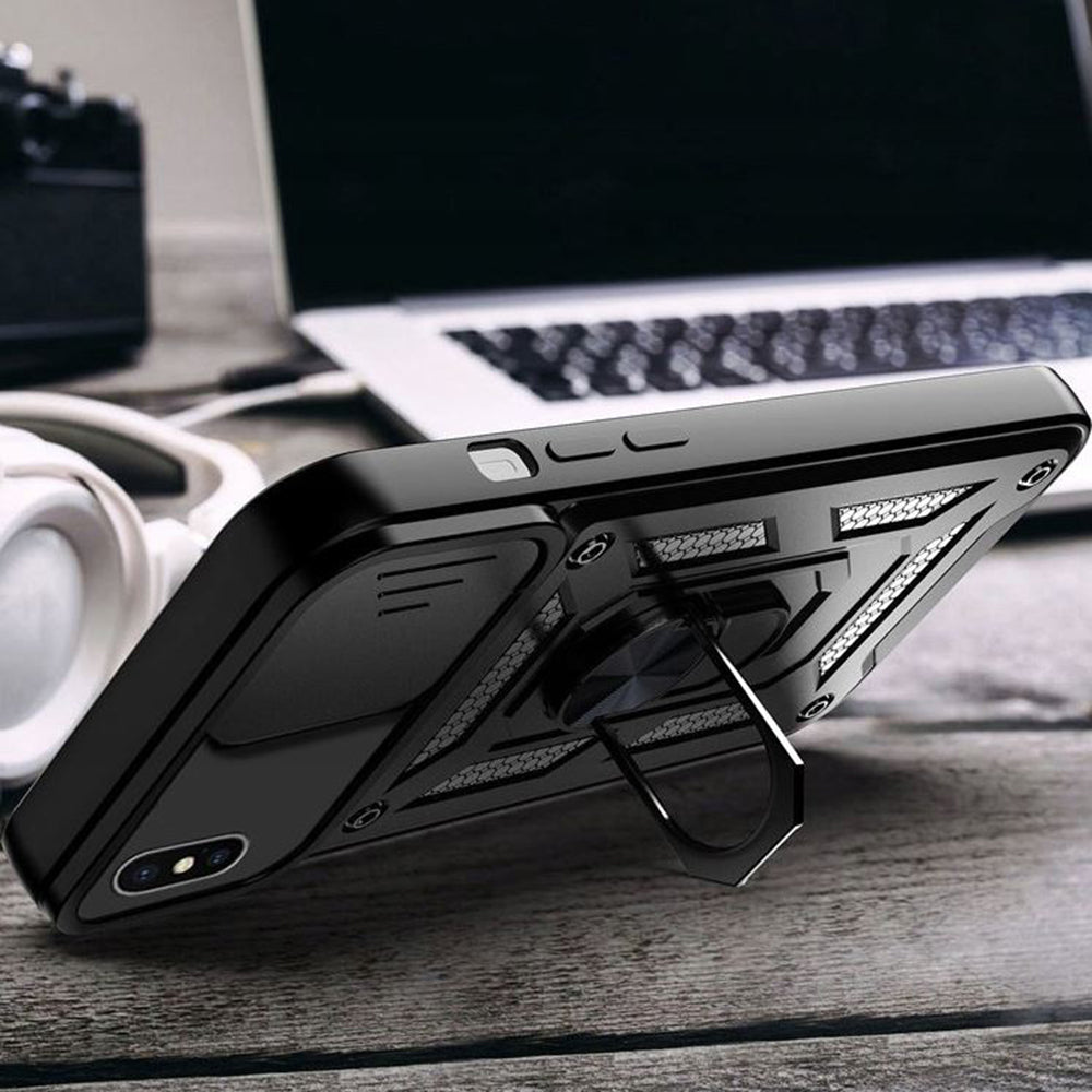 Custodia per Apple iPhone XS / X, Techsuit, CamShield, Nera