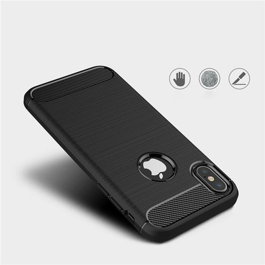 Custodia per Apple iPhone XS / X, Techsuit, Carbonio, Nera