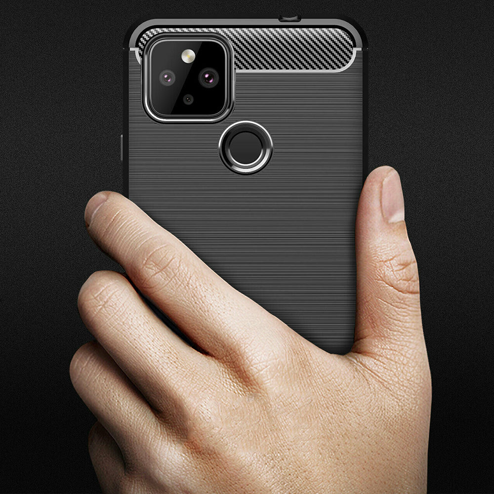 Custodia per Google Pixel 5, Techsuit, Carbonio, Nera