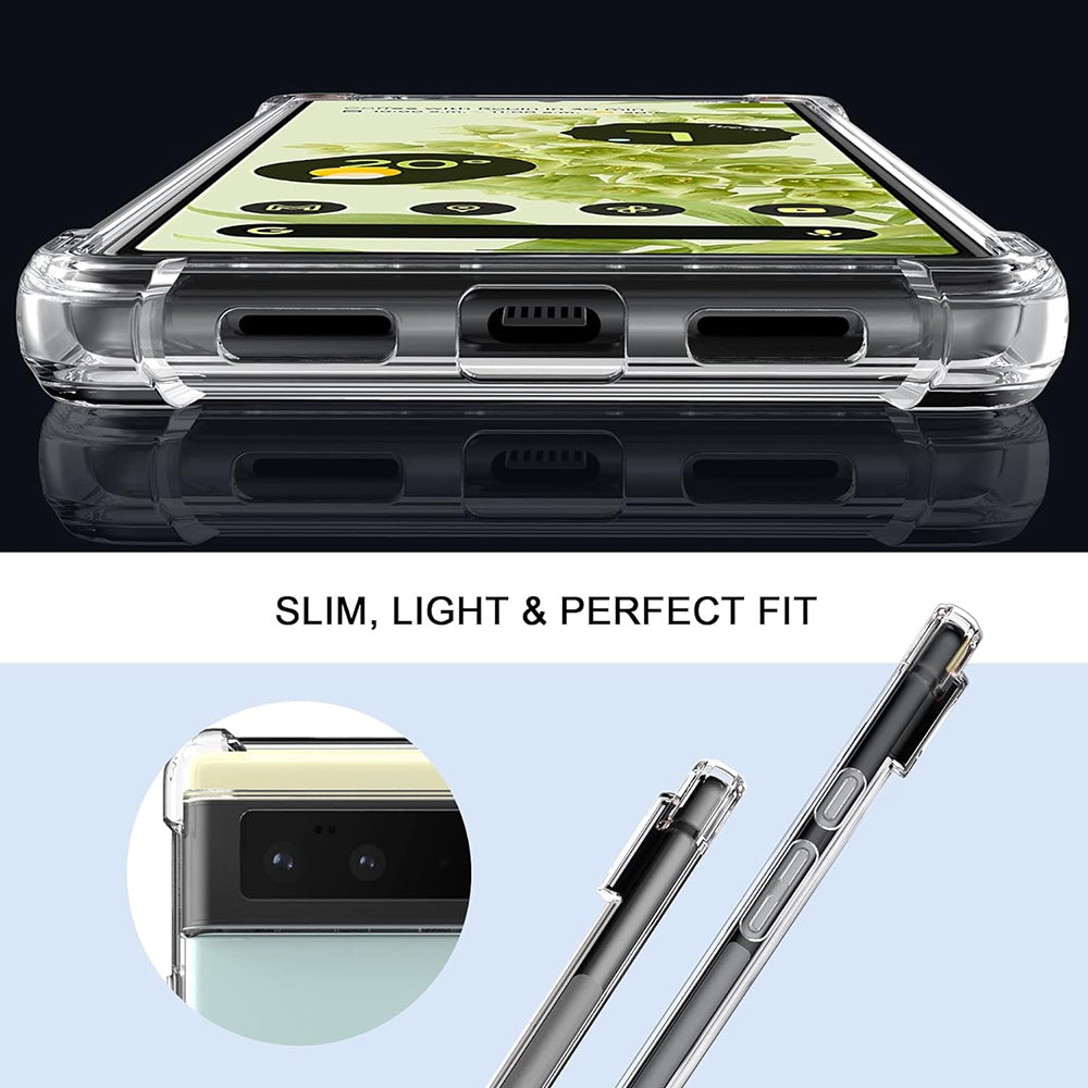 Custodia per Google Pixel 6, Techsuit, Shockproof Clear, Trasparente