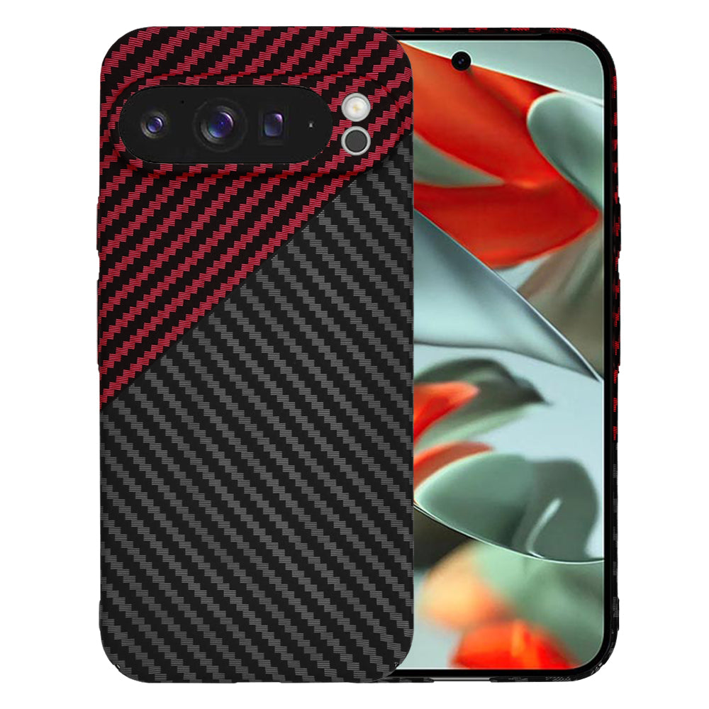 Custodia per Google Pixel 9 Pro XL, Techsuit, Carbonite FiberShell, Nero Rosso