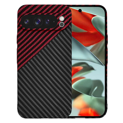 Custodia per Google Pixel 9 Pro XL, Techsuit, Carbonite FiberShell, Nero Rosso