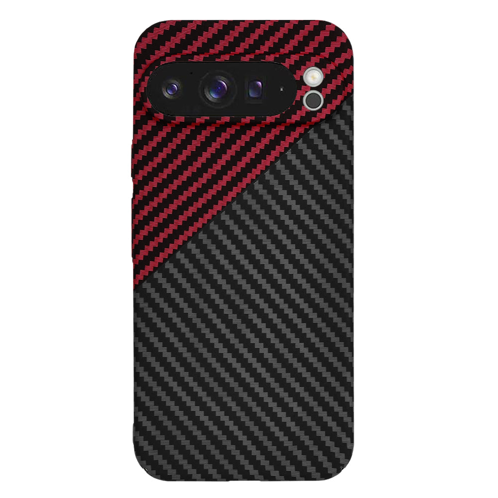 Custodia per Google Pixel 9 Pro XL, Techsuit, Carbonite FiberShell, Nero Rosso