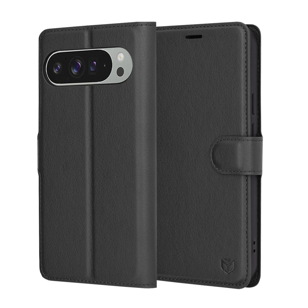 Custodia per Google Pixel 9 Pro XL, Techsuit, Leather Folio, Nera