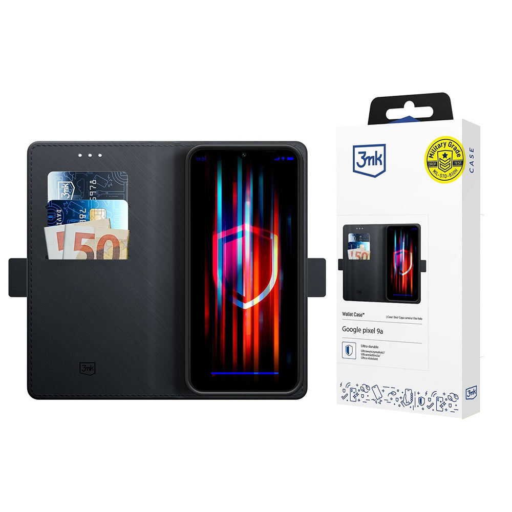 Custodia per Google Pixel 9a, 3MK, Wallet, Nera