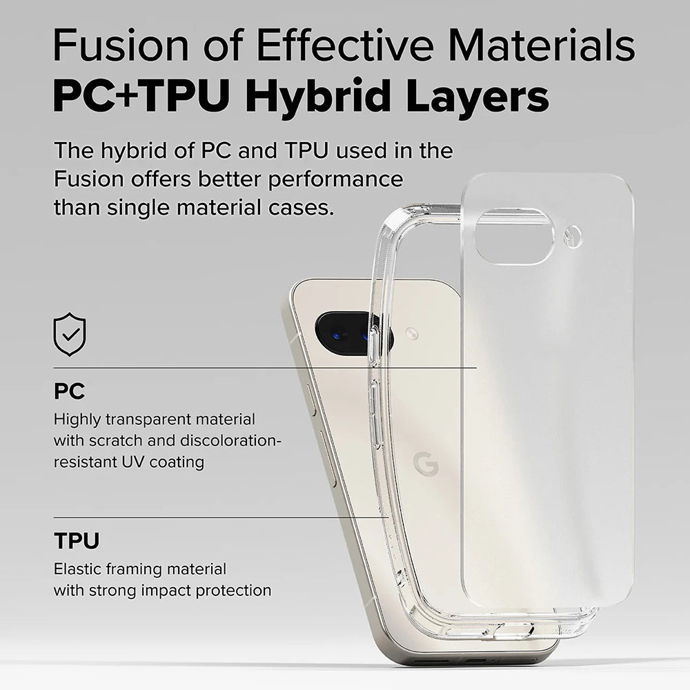 Custodia per Google Pixel 9a, Ringke, Fusion, Trasparente Opaca
