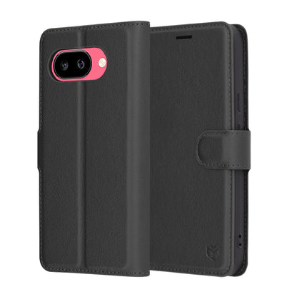 Custodia per Google Pixel 9a, Techsuit, Leather Folio, Nera