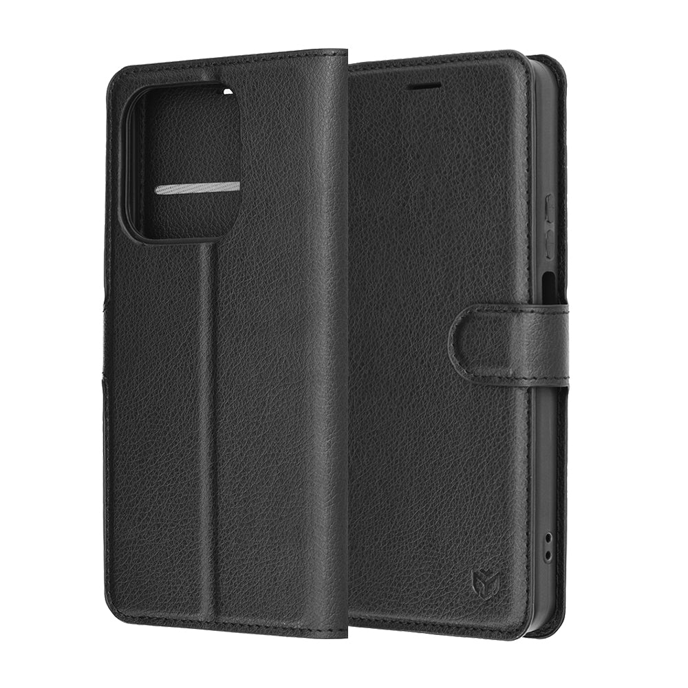 Custodia per Honor 400 Smart 4G / X7d 4G / 400 Smart 5G, Techsuit, Leather Folio, Nera