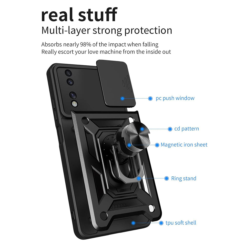Custodia per Honor 70, Techsuit, CamShield, Nera