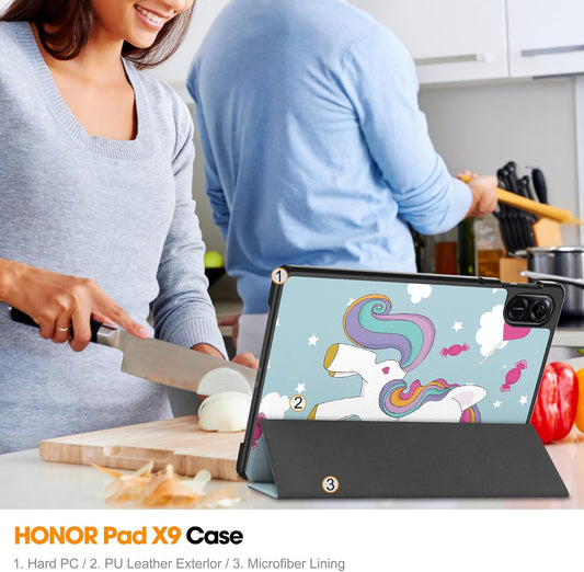 Custodia per Honor Pad X8a, Techsuit, FoldPro Unicorn, Multicolore