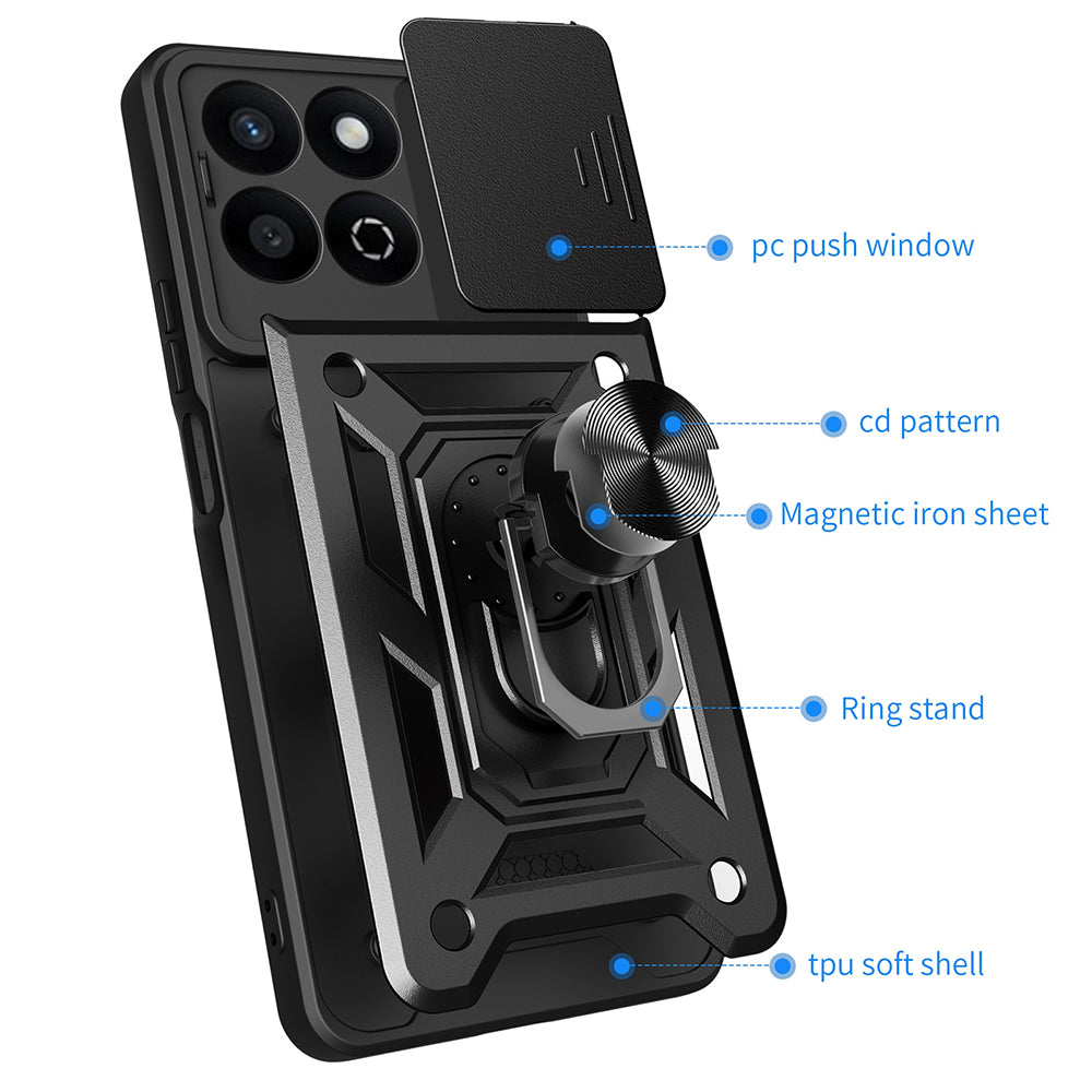 Custodia per Honor X7c / 200 Smart, Techsuit, CamShield, Nera