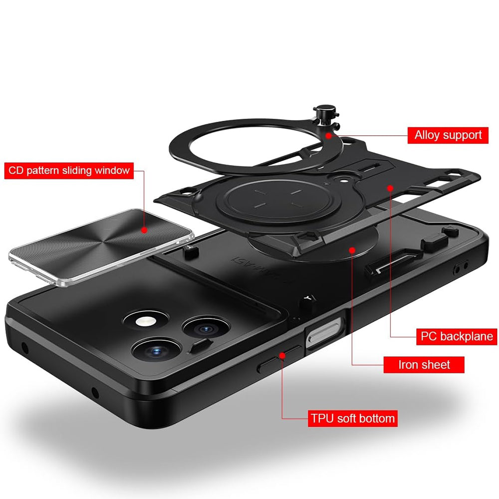 Custodia per Honor X8d, Techsuit, CamGuard Pro, Nera