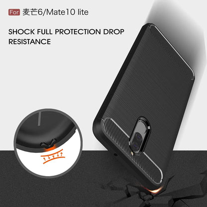 Custodia per Huawei Mate 10 Lite, Techsuit, Carbonio, Nera