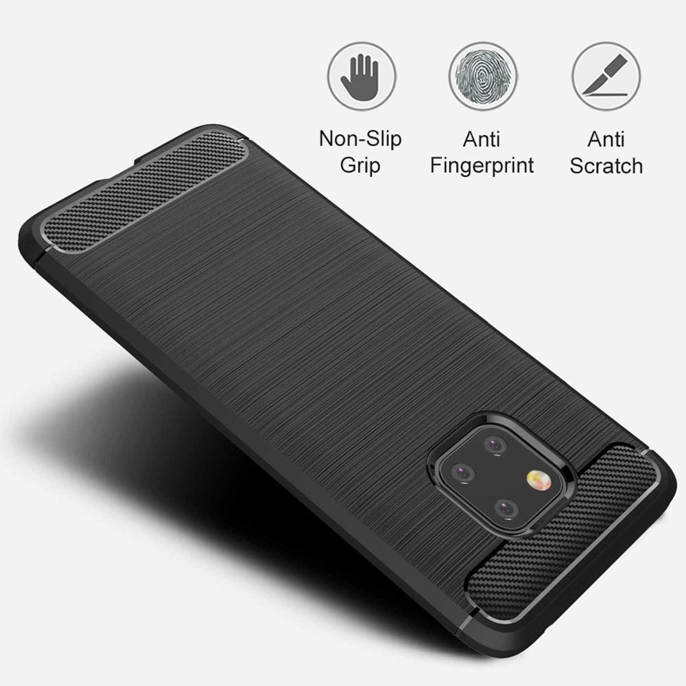 Custodia per Huawei Mate 20 Pro, Techsuit, Carbonio, Nera
