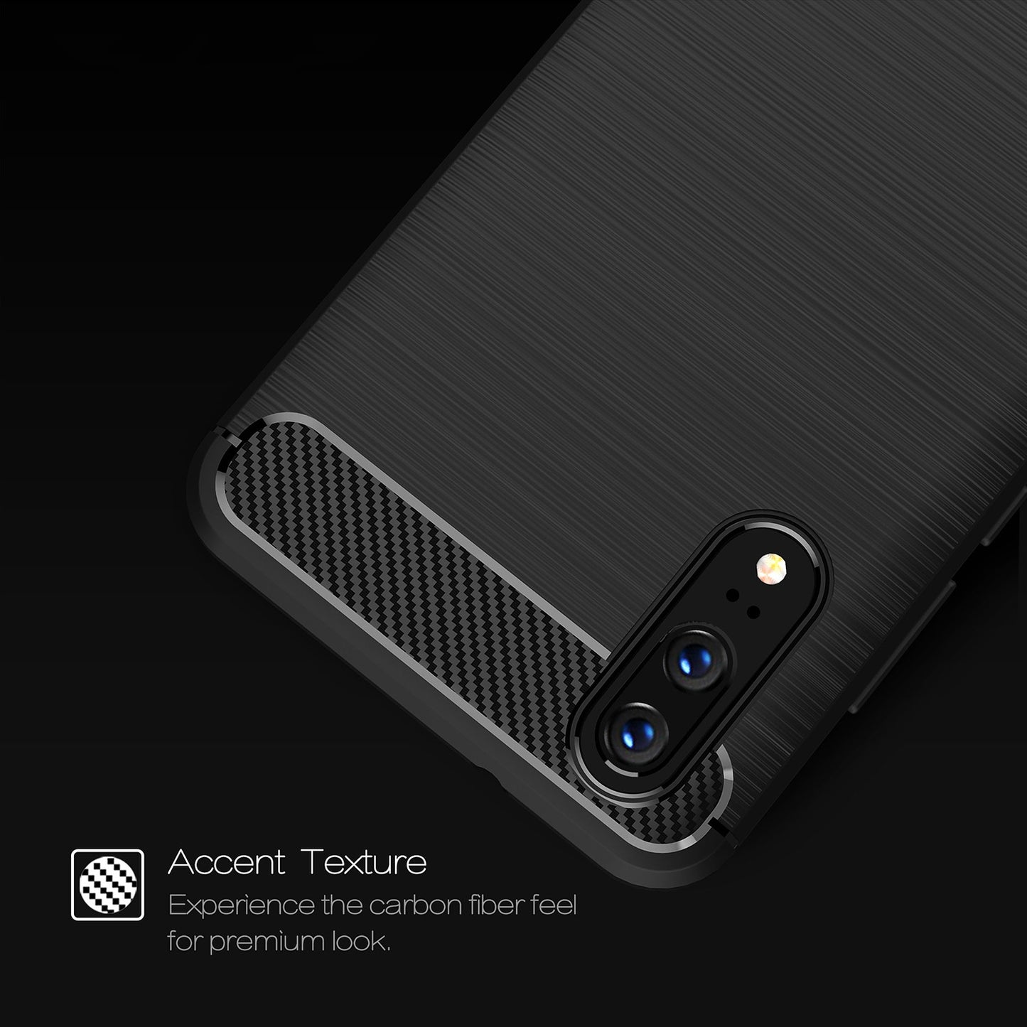 Custodia per Huawei P20, Techsuit, Carbonio, Nera