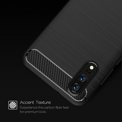 Custodia per Huawei P20, Techsuit, Carbonio, Nera