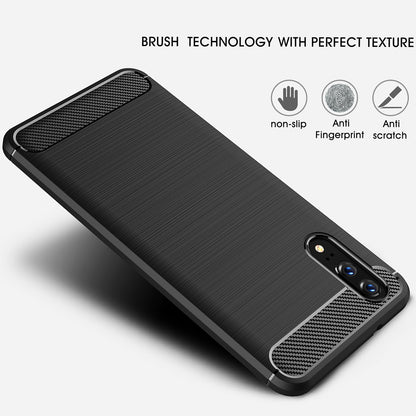 Custodia per Huawei P20, Techsuit, Carbonio, Nera