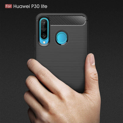 Custodia per Huawei P30 lite New Edition / P30 lite, Techsuit, Carbonio, Nera