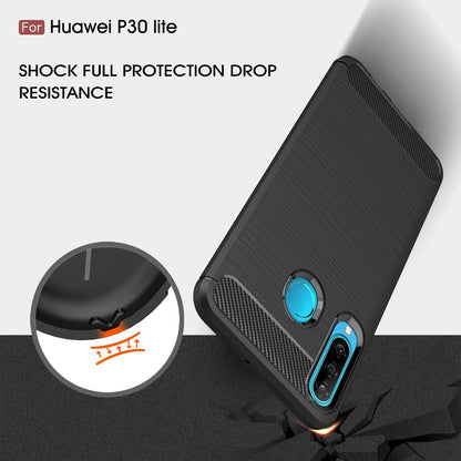 Custodia per Huawei P30 lite New Edition / P30 lite, Techsuit, Carbonio, Nera