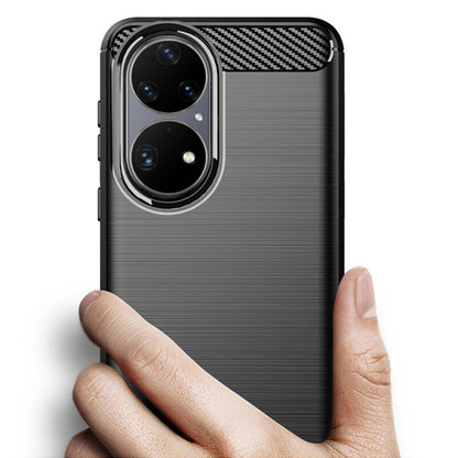 Custodia per Huawei P50 Pro, Techsuit, Carbonio, Nera