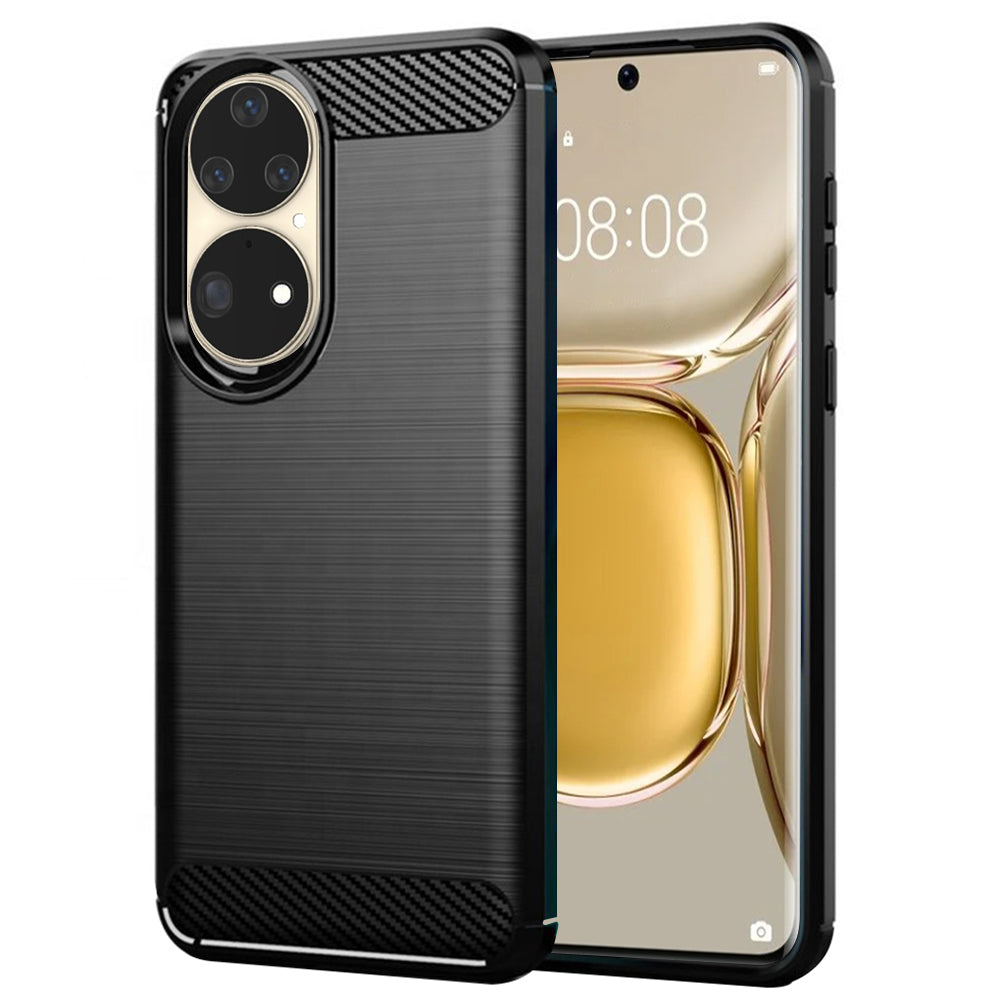 Custodia per Huawei P50 Pro, Techsuit, Carbonio, Nera