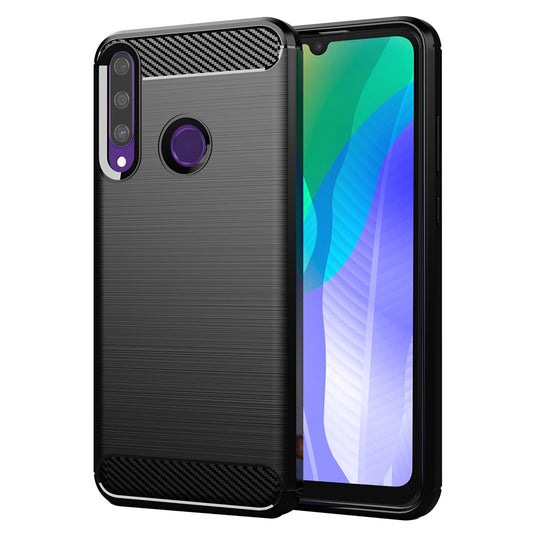 Custodia per Huawei Y6p, Techsuit, Carbonio, Nera