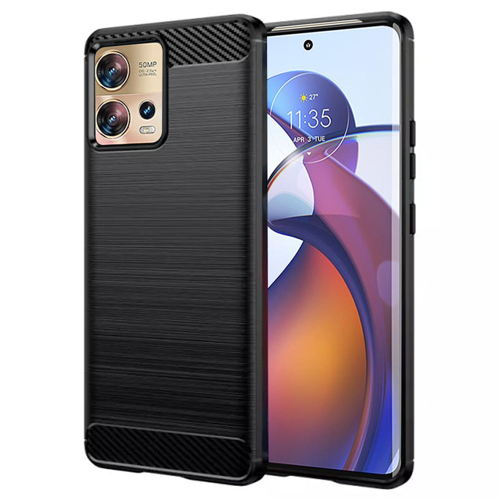 Custodia per Motorola Edge 30 Fusion, Techsuit, Carbonio, Nera