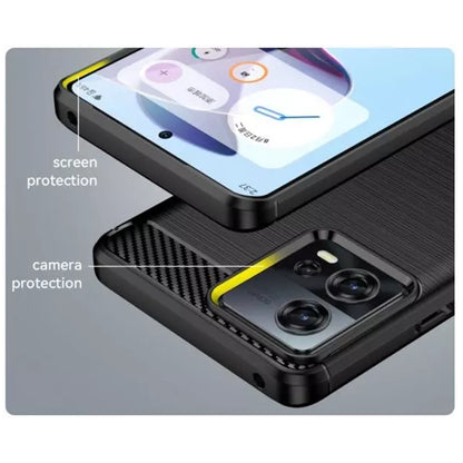 Custodia per Motorola Edge 30 Fusion, Techsuit, Carbonio, Nera