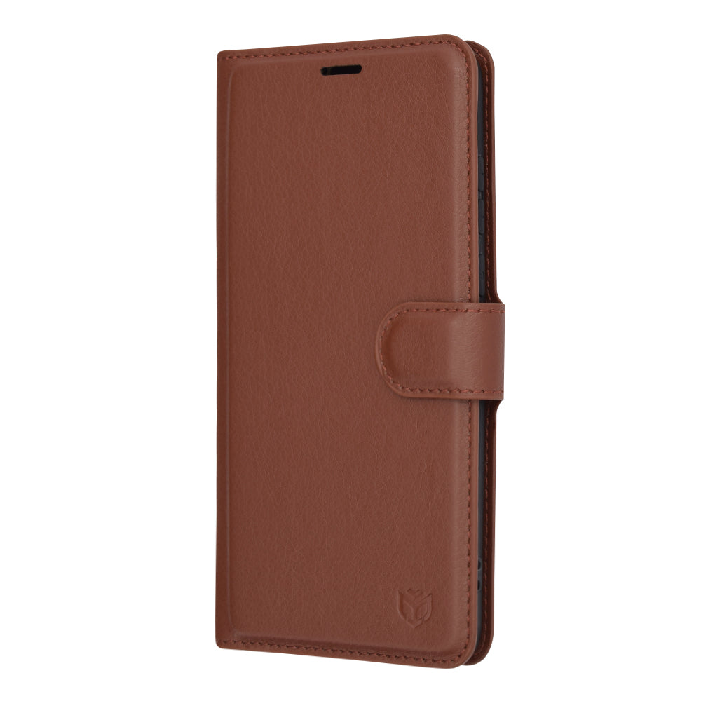 Case for Motorola Edge 30 Neo, Techsuit, Leather Folio, Brown