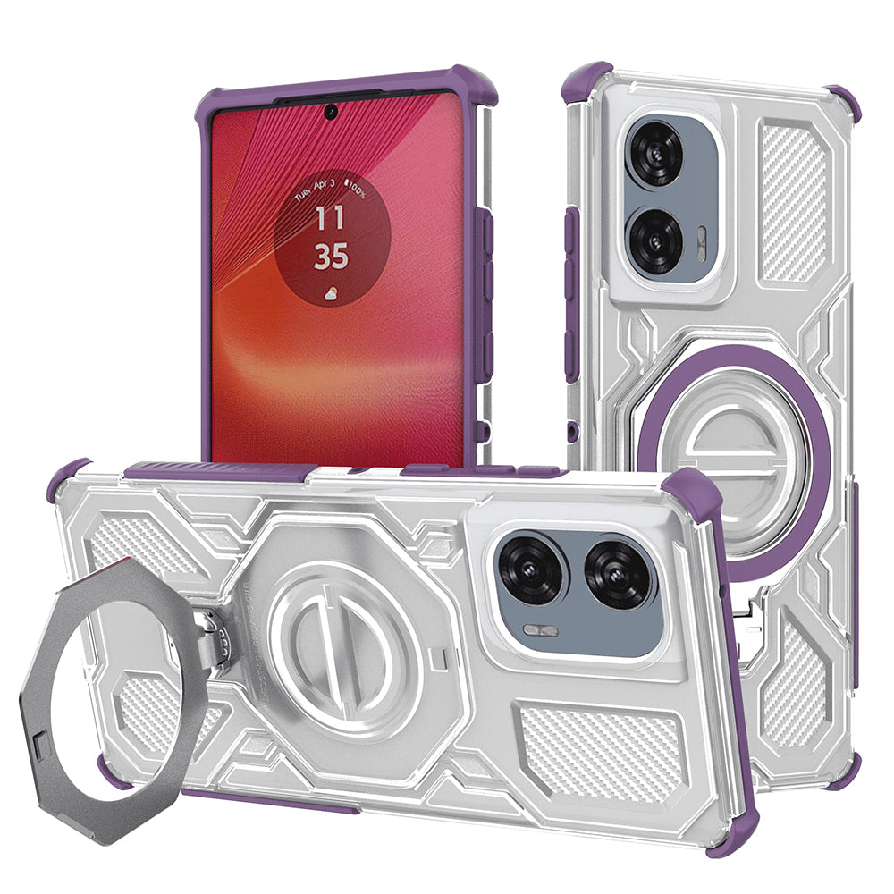 Custodia per Motorola Edge 50 Fusion, Techsuit, Carbon Shield Pro, Viola