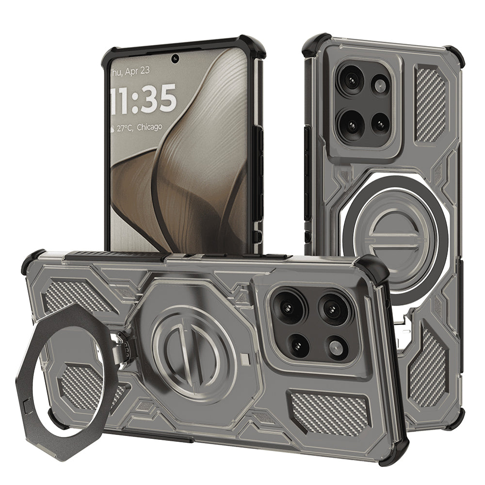 Custodia per Motorola Edge 50, Techsuit, Carbon Shield Pro, Fumo