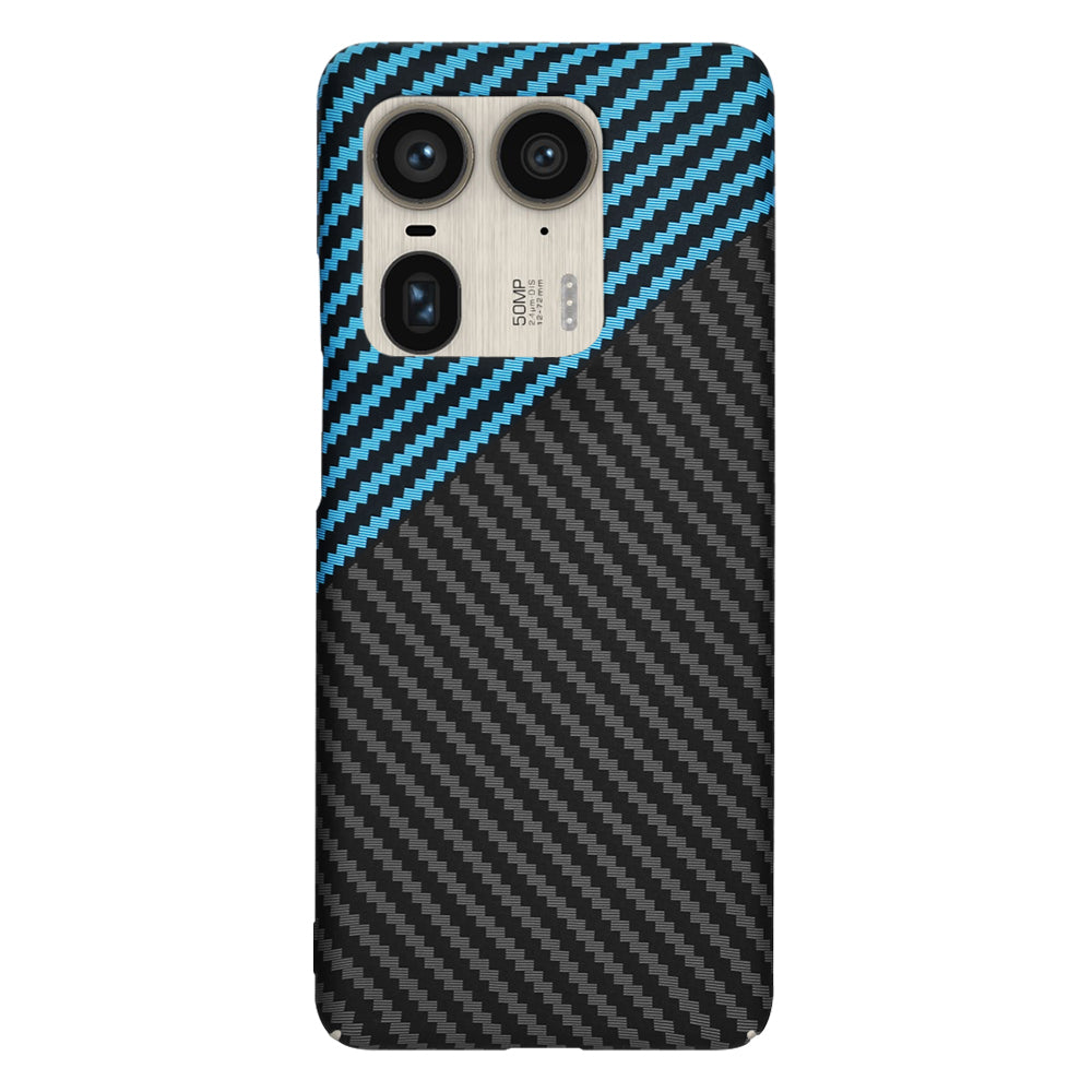 Custodia per Motorola Edge 50 Ultra, Techsuit, Carbonite FiberShell, Nero Bleu