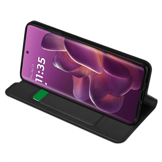 Custodia per Motorola Edge 60 Pro, Techsuit, Magskin Book, Nera