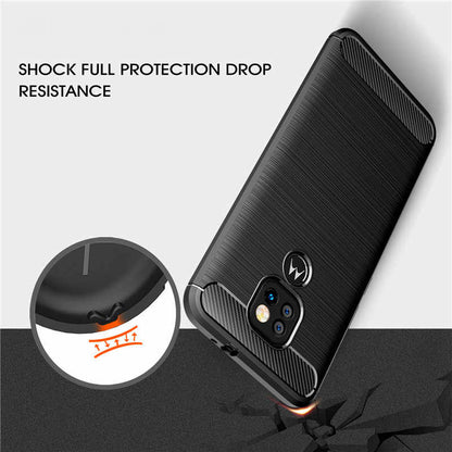 Custodia per Motorola Moto E7 Plus / G9 Play, Techsuit, Carbonio, Nera