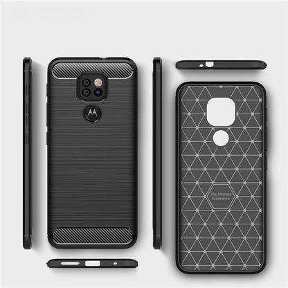 Custodia per Motorola Moto E7 Plus / G9 Play, Techsuit, Carbonio, Nera