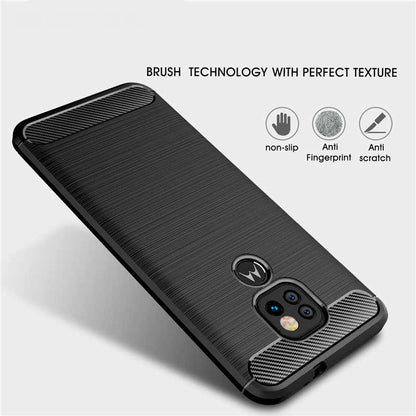 Custodia per Motorola Moto E7 Plus / G9 Play, Techsuit, Carbonio, Nera