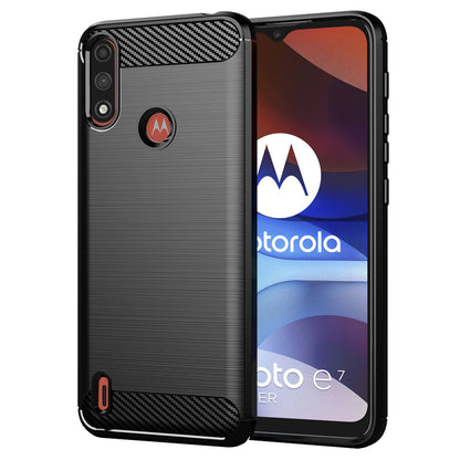 Custodia per Motorola Moto E7i Power / E7 Power, Techsuit, Carbonio, Nera