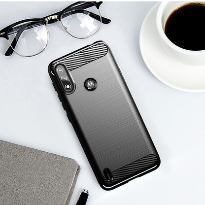 Custodia per Motorola Moto E7i Power / E7 Power, Techsuit, Carbonio, Nera