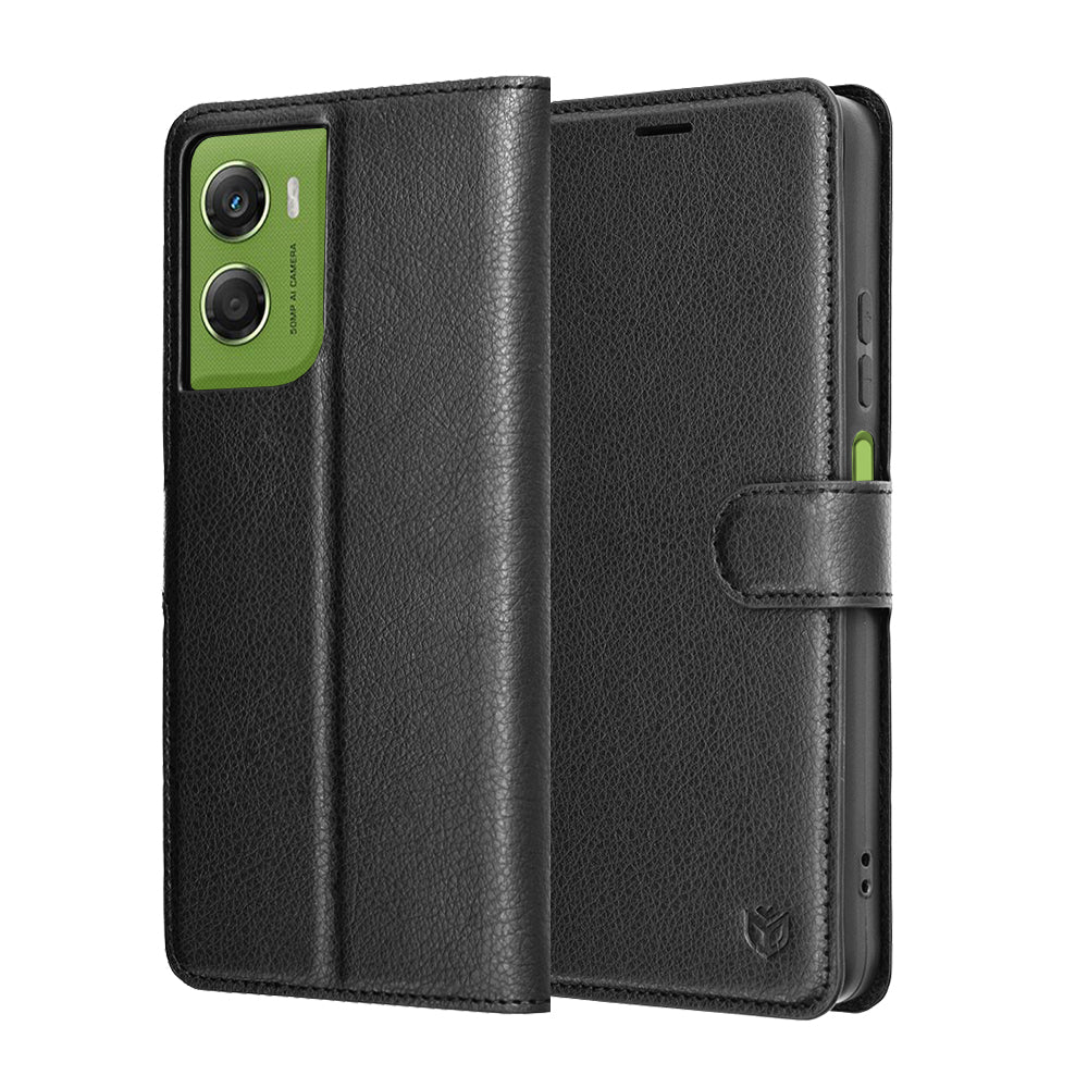 Custodia per Motorola Moto G06, Techsuit, Leather Folio, Nera
