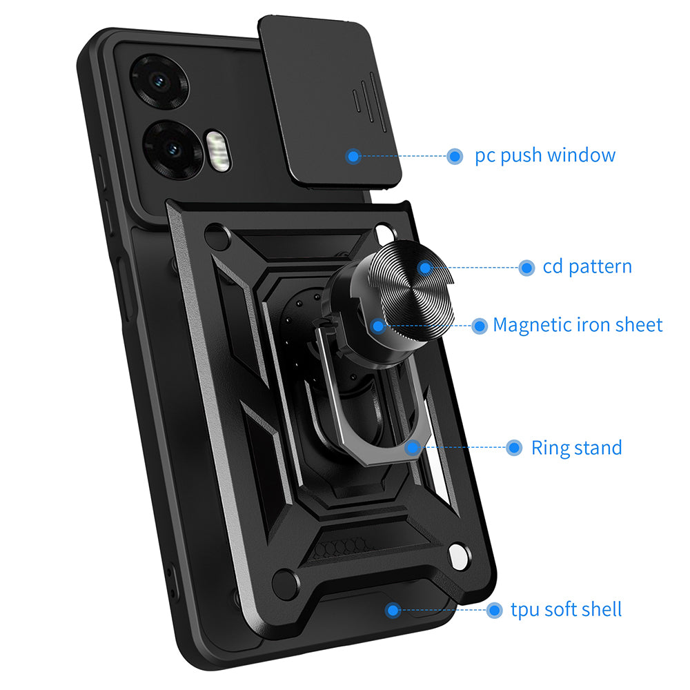 Custodia per Motorola Moto G35, Techsuit, CamShield, Nera