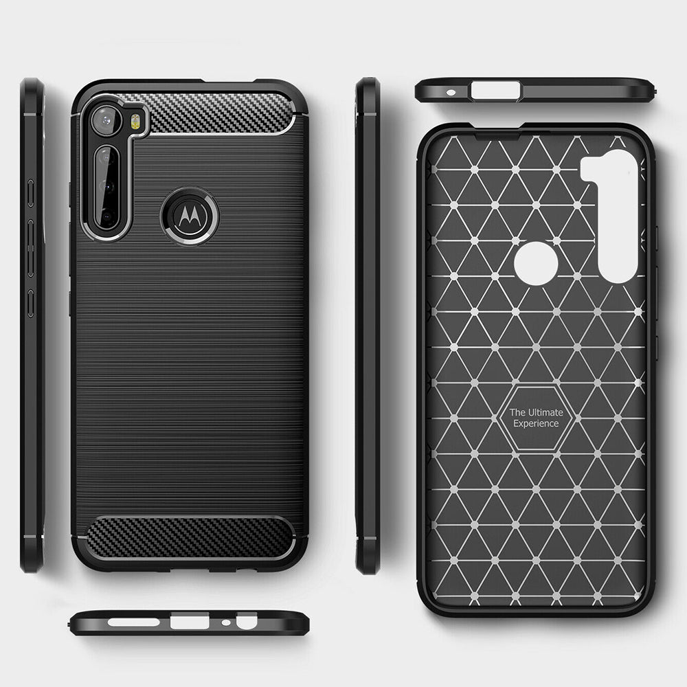 Custodia per Motorola One Fusion+, Techsuit, Carbonio, Nera