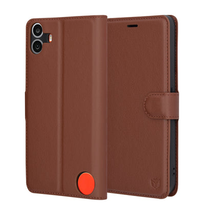 Custodia per Nothing CMF Phone 1, Techsuit, Leather Folio, Marrone