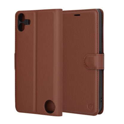Custodia per Nothing CMF Phone 1, Techsuit, Leather Folio, Marrone